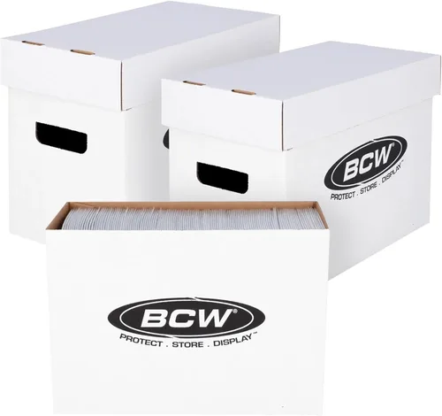 Vista 9 de BCW Caja de almacenamiento de cómics corta, paquete de 2, capacidad para 150-175 cómics actuales/de la era plateada, apilable, duradera, de 200