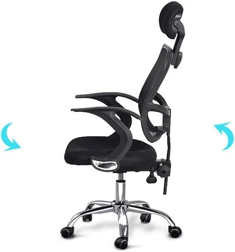 Vista 2 de Silla de oficina de malla transpirable con soporte lumbar ergonómico ajustable, silla de escritorio giratoria con ajustable
