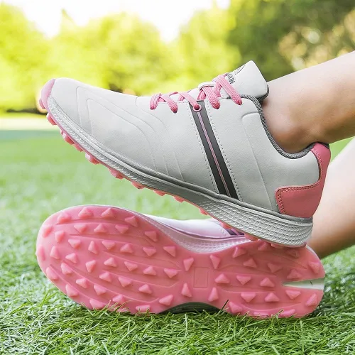 Vista 5 de Zapatos de golf impermeables para mujer, sin pinchos, tenis deportivos de golf al aire libre, ligeros, cómodos