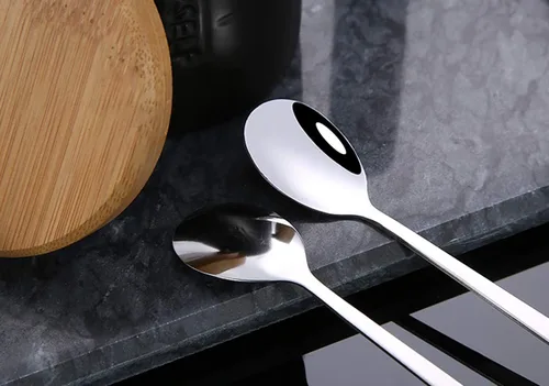 Vista 4 de 3 cucharas de mezcla para café, postre, helado, batido, cucharadita de acero inoxidable con mango de cerámica, cucharadas de café expreso, cucharas