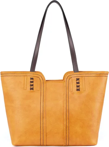 Vista 8 de Montana West Bolso Tote para Mujeres con Asa Superior Bolso de Mano Satchel Ámbar marrón