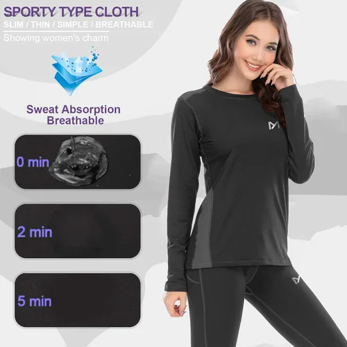 Vista 3 de MEETYOO Conjunto de ropa interior térmica para mujer