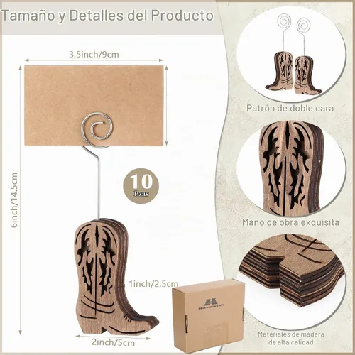 Vista 2 de Havawish - Juego de 10 tarjeteros de madera para botas de vaquero