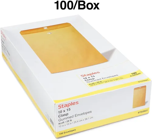 Vista 5 de Staples Sobres con cierre, 10 x 15 pulgadas, marrón Kraft, 100/caja