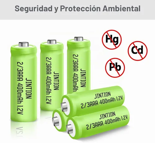 Vista 7 de JINTION Batería recargable NIMH 2/3AAA 2/3 AAA 1.2V 400mAh botón superior 5 paquetes (no son pilas de tamaño AAA)