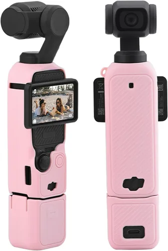 Vista 5 de Funda protectora de silicona para DJI Osmo Pocket 3 Funda de silicona Funda protectora Gimbal de mano Accesorios de cámara de acción (rosa)