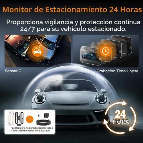 Vista 6 de Miofive - Cámara para auto de 4K de resolución, WiFi, Bluetooth, cámara de tablero con GPS, pantalla IPS de 3 pulgadas, visión nocturna, grabación