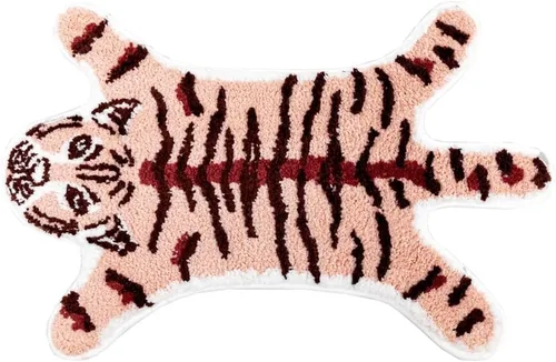 Vista 8 de Tapete de baño de tigre para baño, diseño de dibujos animados de tigre naranja, antideslizante, absorbente y pequeño, decoración de baño, alfombra