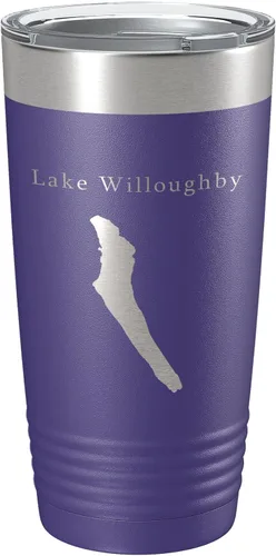 Vista 15 de Lake Willoughby Map Tumbler Travel Mug Insulated Laser Engraved Coffee Cup Vermont 20 oz Black