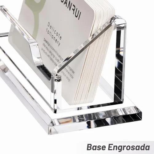 Vista 3 de SANRUI Tarjetero acrílico para escritorio, capacidad para 60 tarjetas