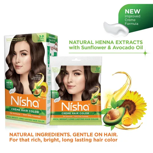 Vista 5 de Nisha Crema permanente para el cabello, tinte para el cabello, marrón oscuro (paquete de 1)