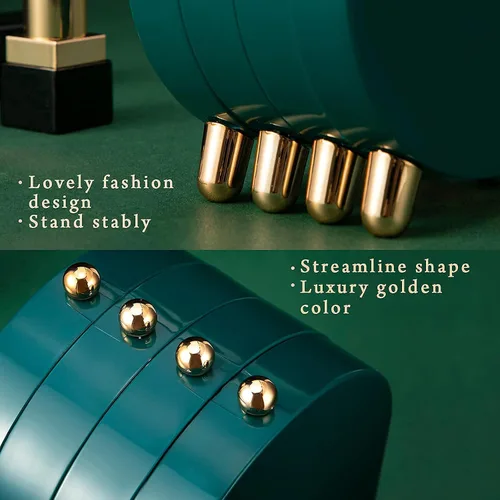 Vista 5 de Soporte para aretes para mujer, plegable, acrílico, para exhibición, joyería, organizador de joyas con organizador de collar de espejo, adecuado
