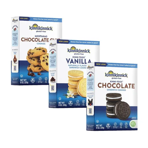 Vista 9 de Kinnikinnick, KinniTOOS Galletas de crema sándwich, chocolate, 8 onzas Galletas de chocolate con centro cremoso de vainilla, aptas para alérgicos