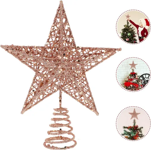 Vista 2 de PRETYZOOM Decoración de árbol de Navidad con estrella brillante, decoración de fiesta de Navidad, recuerdos de fiesta, 7.87 x 7.87 x 1.57 pulgadas