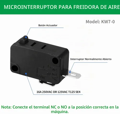Vista 5 de Microinterruptor KW7-0 para reparación de freidora de aire