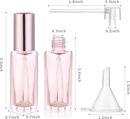 Vista 2 de YOCASII Botella de perfume de viaje de vidrio recargable, botellas de perfume de 0.3 fl oz, atomizador de botella de perfume de bolsillo, 4 botellas
