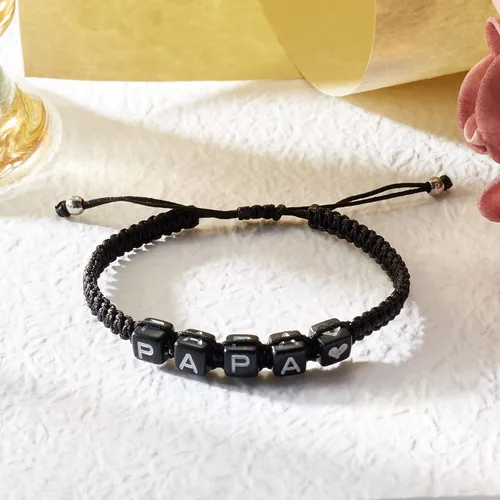 Vista 4 de seensea Pulseras personalizadas con nombre para la familia, hermanas, mejores amigas, abuela, madre, hermana pequeña, pulsera con letras de cuerda