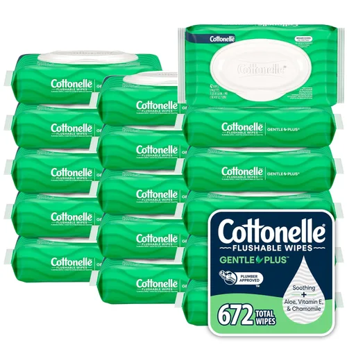 Vista 7 de Cottonelle Toallitas húmedas desechables sin fragancia, toallitas húmedas para adultos, 2 paquetes con tapa abatible, 42 toallitas por paquete