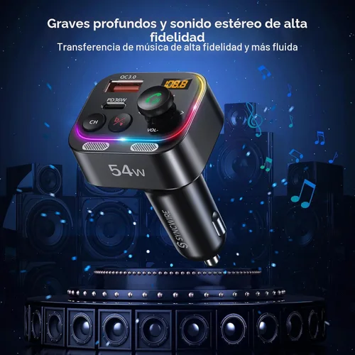 Vista 6 de Syncwire Bluetooth 5.4 Transmisor FM Adaptador de coche 54W (PD 36W y 18W) [Micrófonos duales más fuertes] [Interruptor de luz]