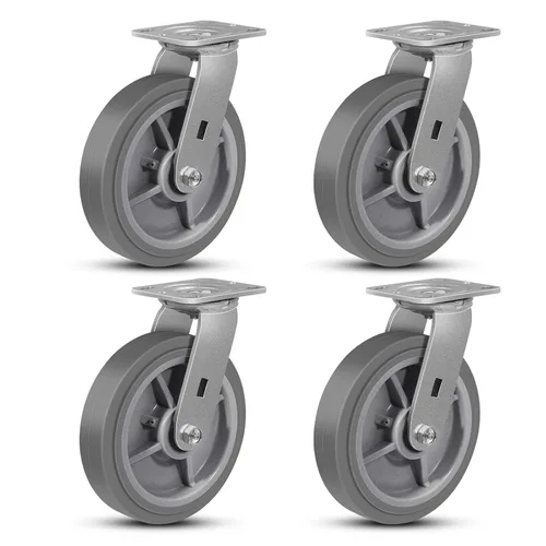 Vista 15 de Ruedas giratorias resistentes de 4 pulgadas, rueda de goma industrial, ruedas giratorias con freno, paquete de 1 con capacidad de hasta 600 libras
