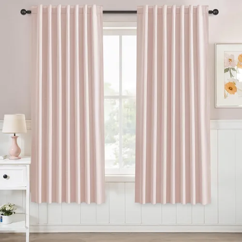 Vista 65 de UHITECH Cortinas opacas de 35 pulgadas de largo para sala de estar, 2 paneles, cortina opaca corta para cocina para ventanas pequeñas, cortinas