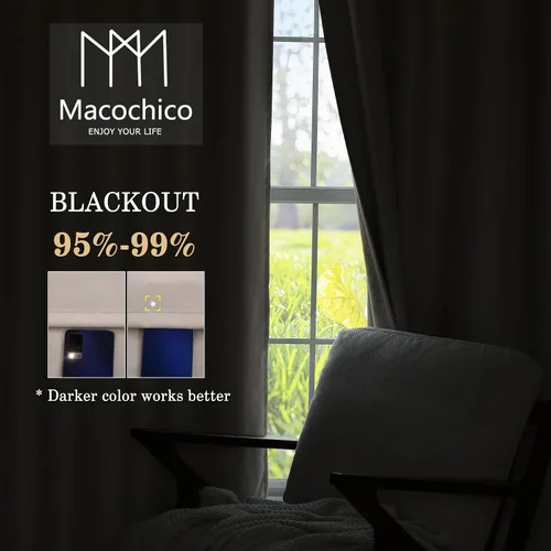 Vista 7 de Macochico Cortinas plisadas opacas negras con aislamiento térmico para cine en casa, sala de estar, oficina o área de negocios