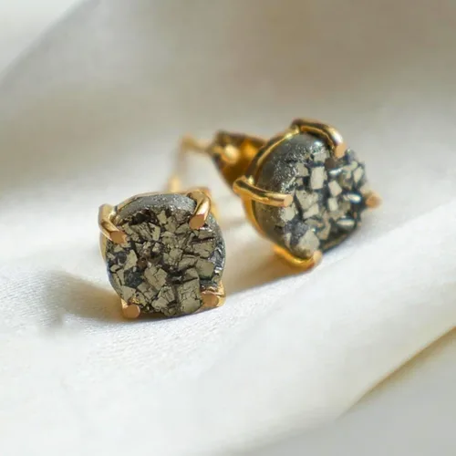 Vista 61 de Gempires Natural Raw Prong Setting Stud Earrings, 8-10 mm Crystals Earring, Handmade Jewelry, Gift for Her