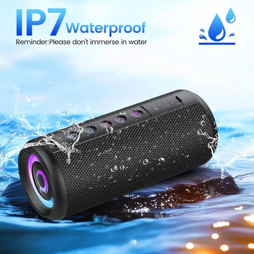 Vista 7 de Altavoz Bluetooth portátil, altavoz inalámbrico de 20W con sonido estéreo Negro