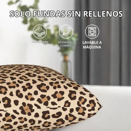 Vista 9 de Perinsto Juego de 2 fundas de almohada con estampado de leopardo, fundas de almohada decorativas con textura de piel animal, fundas de cojín suaves