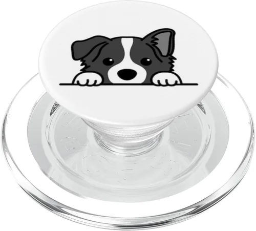 Vista 8 de Lindo Happy Baby Border Collie, cachorro de perro en blanco y negro PopSockets intercambiables PopGrip