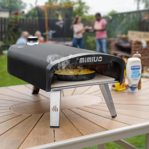 Vista 7 de Mimiuo Horno de pizza de gas al aire libre con sartén Sizzler de hierro fundido