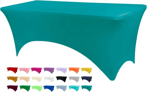 Vista 31 de BDDC - Funda de mesa ajustada de 4 pies, manteles de elastano negros, manteles elásticos lavables y resistentes a las arrugas para eventos, bodas