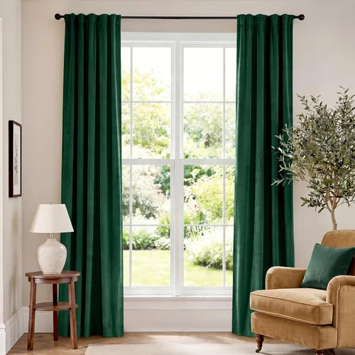 Vista 18 de Lazzzy Cortinas opacas de terciopelo beige de 84 pulgadas de largo con aislamiento térmico para oscurecer la habitación, cortinas forradas de lujo