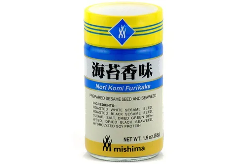 Vista 2 de Mishima Japanese Nori Komi Furikake Condimento preparado de algas y sésamo 1.9 onzas Paquete de 2
