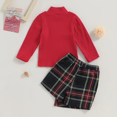 Vista 7 de Conjunto de minifalda plisada a cuadros para bebé niña para otoño e invierno