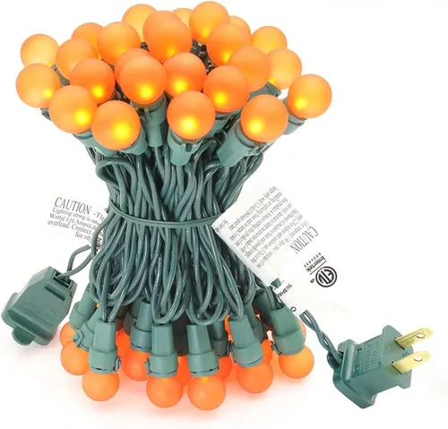 Vista 10 de Luces de Navidad Moradas G15 Luz de Globo en Cadena 50 LED 4.1m Enchufe Luces de Hadas Luces de Árbol de Halloween para Uso en Interiores y Púrpura