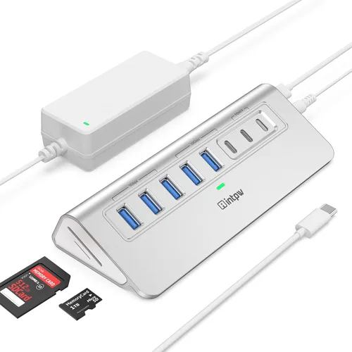 Vista 12 de Hub USB alimentado de 10 Gbps, intpw YH6AC Plus 10 puertos USB 3.2 Hub