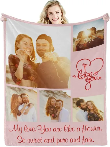 Vista 21 de Abybela Mantas personalizadas con fotos, mantas con fotos personalizadas con mis propias fotos, manta personalizada regalos para el día de la madre