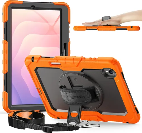 Vista 10 de Timecity - Funda protectora resistente para Samsung Galaxy Tab S10 Lite, S10 FE, S9 FE 5G, S9, 10.9 y 11 pulgadas, con protector de pantalla, Negro