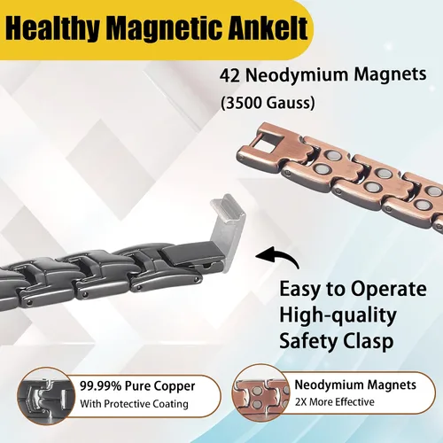 Vista 4 de MagVIVACE Tobillera de cobre para mujeres y hombres para artritis y articulaciones, tobillera de terapia magnética con 3500 imanes efectivos Gauss