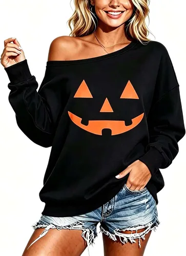 Vista 9 de Sudadera del día de San Patricio para mujer, hombros descubiertos, manga larga, trébol irlandés de la suerte, camisas navideñas 1