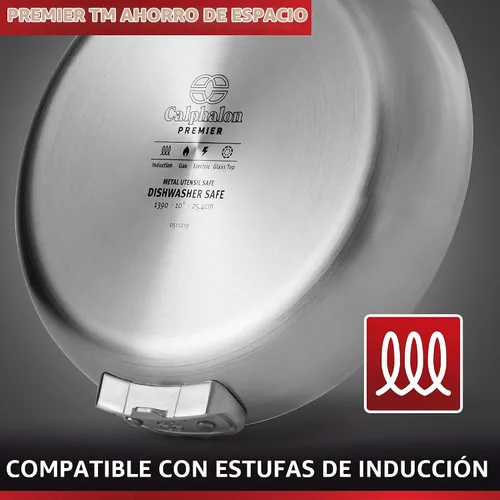 Vista 8 de Calphalon Premier - Juego de ollas y sartenes de acero inoxidable que ahorran espacio, 10 piezas