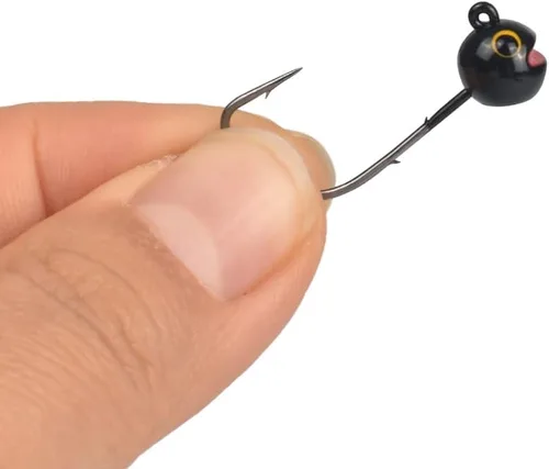 Vista 6 de 10 cabezas de tungsteno con soporte para cebo, cabeza redonda para pequeños cebos de plástico y peces, Crappie y Bluegills