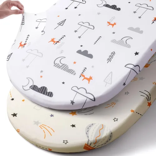 Vista 79 de Pack n Play Sheets BROLEX - Juego de 2 sábanas para cuna, juego de sábanas elásticas y portátiles para cuna, funda de colchón convertible