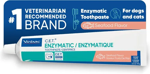 Vista 11 de Pasta de dientes enzimática Virbac C.E.T., Sabor a carne, 2.5 onza Plaque and tartar control for fresh breath, pet dental care toothpaste, Dual