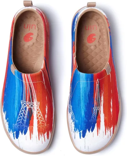 Vista 33 de UIN Zapatos de viaje para caminar para hombre, sin cordones, de lona, informales, ligeros, cómodos y modernos, diseño de perritos felices Ahhhhh