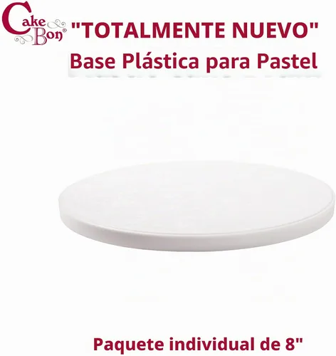 Vista 2 de Cakebon Tableros para tartas de plástico, tambores blancos de 8 pulgadas, paquete de 1 unidad, redondo profesional para tartas