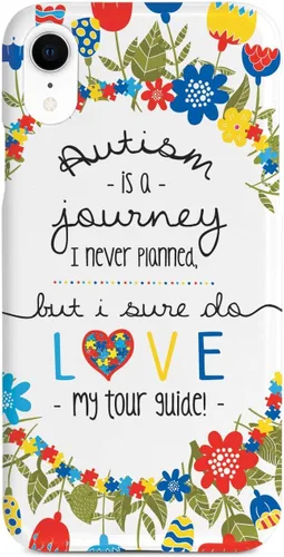 Vista 10 de Inspired Cases - Funda con textura 3D para iPhone Xs Max - Funda protectora de goma para iPhone Xs Max de Apple - El autismo es un viaje