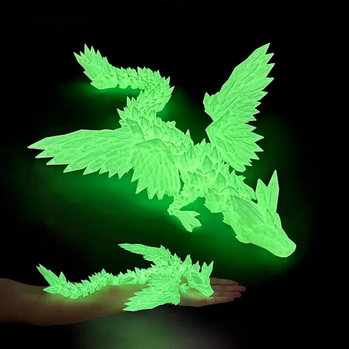 Vista 12 de Dragón Impreso en 3D - Dragón Volador de 18 Pulgadas con Alas, Juguete Fidget de Cristal Articulado XL con Alas, Decoración del Hogar, Regalo