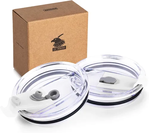 Vista 6 de koodee Tapas de vaso de 20 onzas, se adaptan a YETI Rambler, Atlin, Juro, SUNWILL, Umite Chef y más, paquete de 2 tapas a prueba de derrames Negro